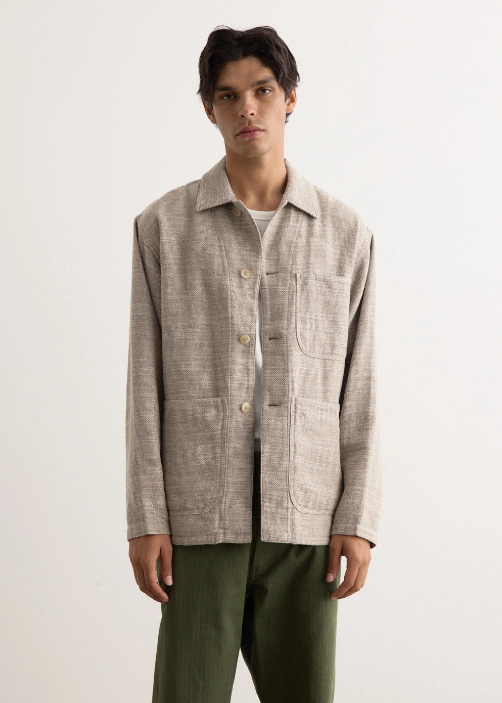 MIL Cotton Linen Chore Jacket Abrasion Resistant Surface