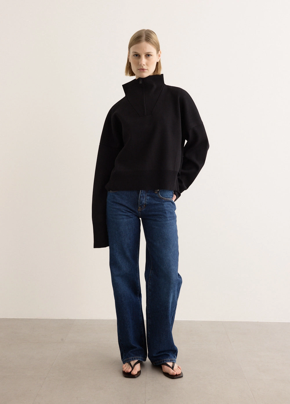 Ribbed Knit Milano Knit Zip Jumper