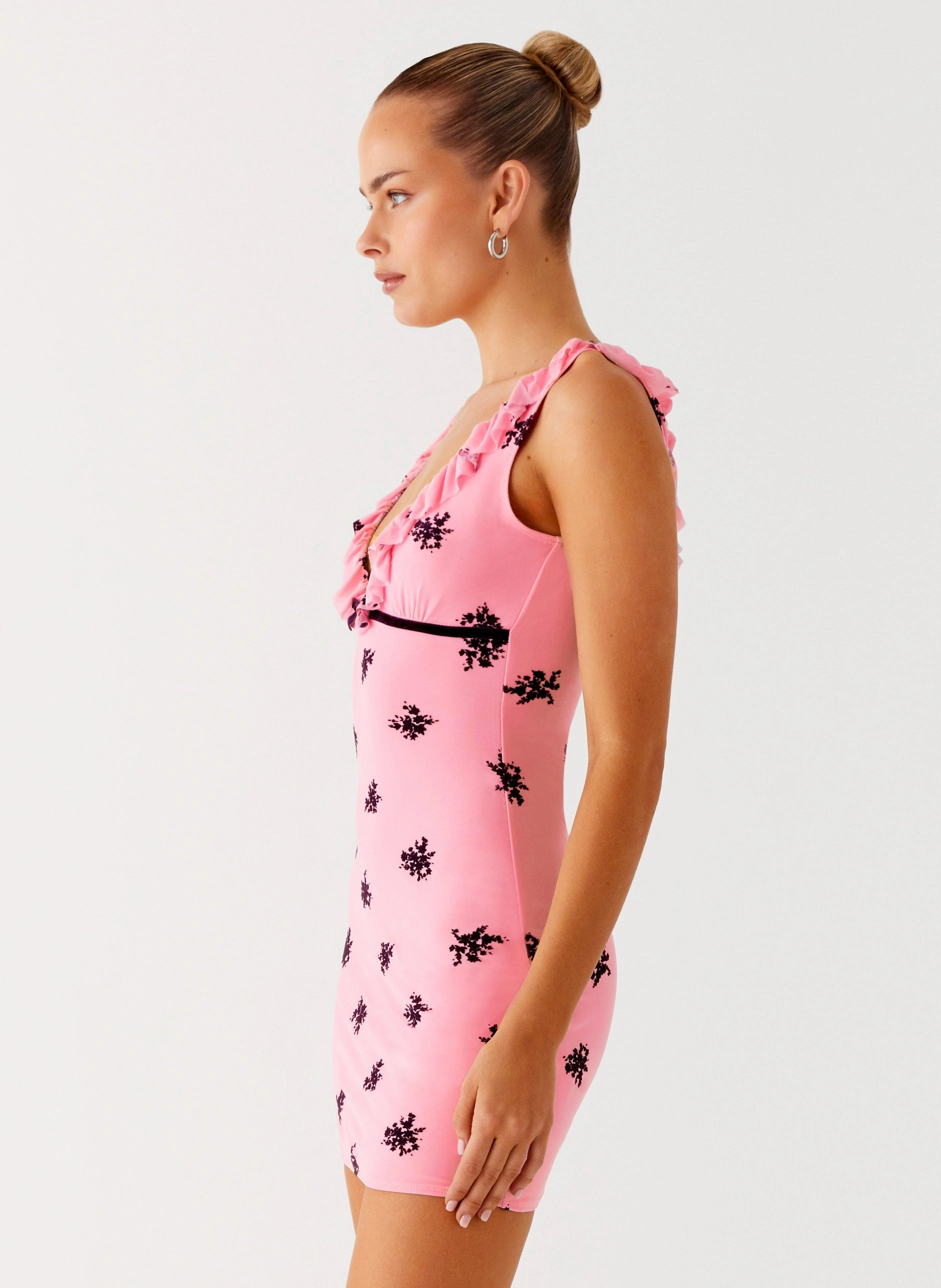 Ruffle Detail Chic Look Milena Cami Mini Dress - Pink