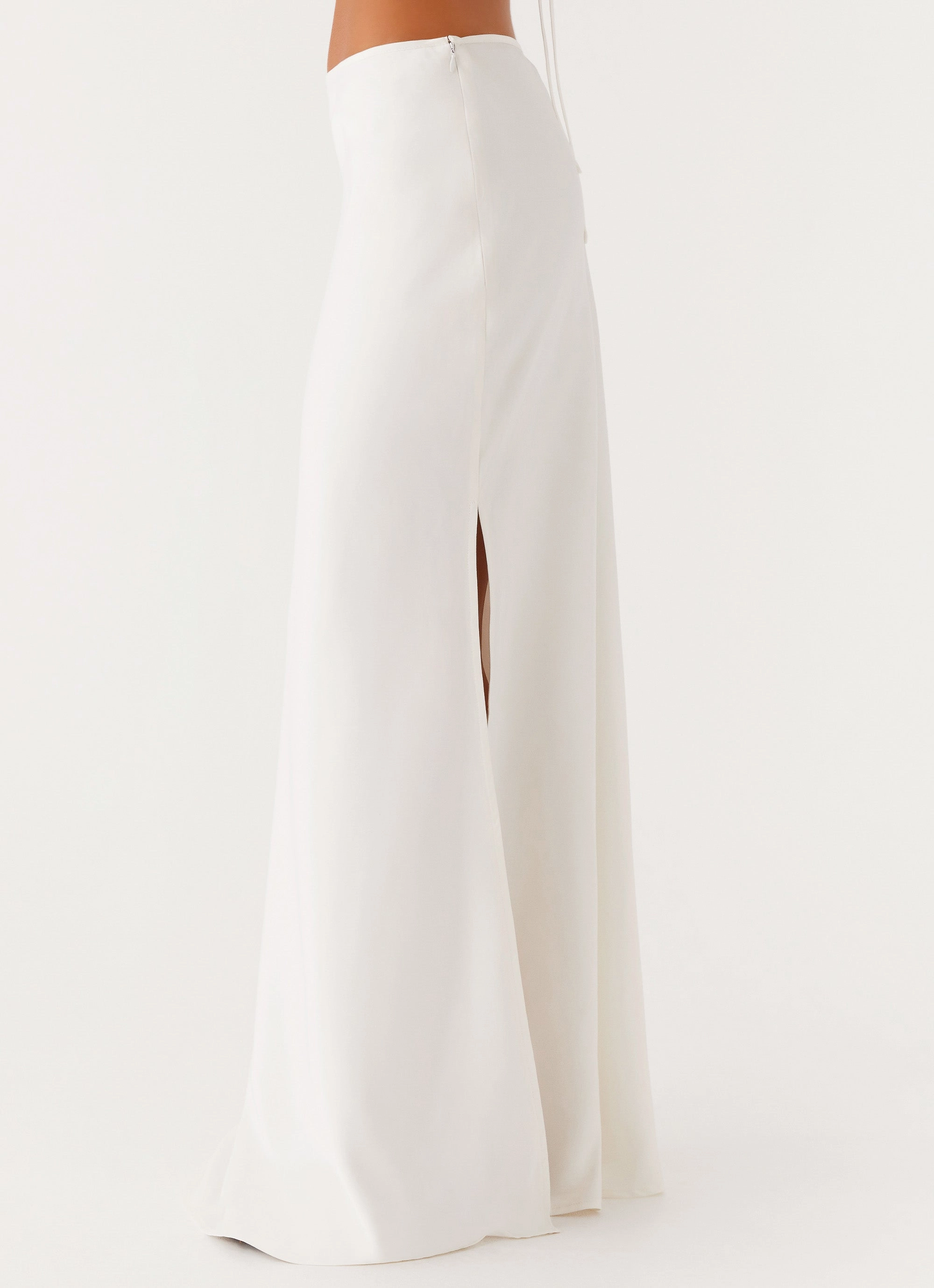 QuickDry Mina Satin Maxi Skirt - White