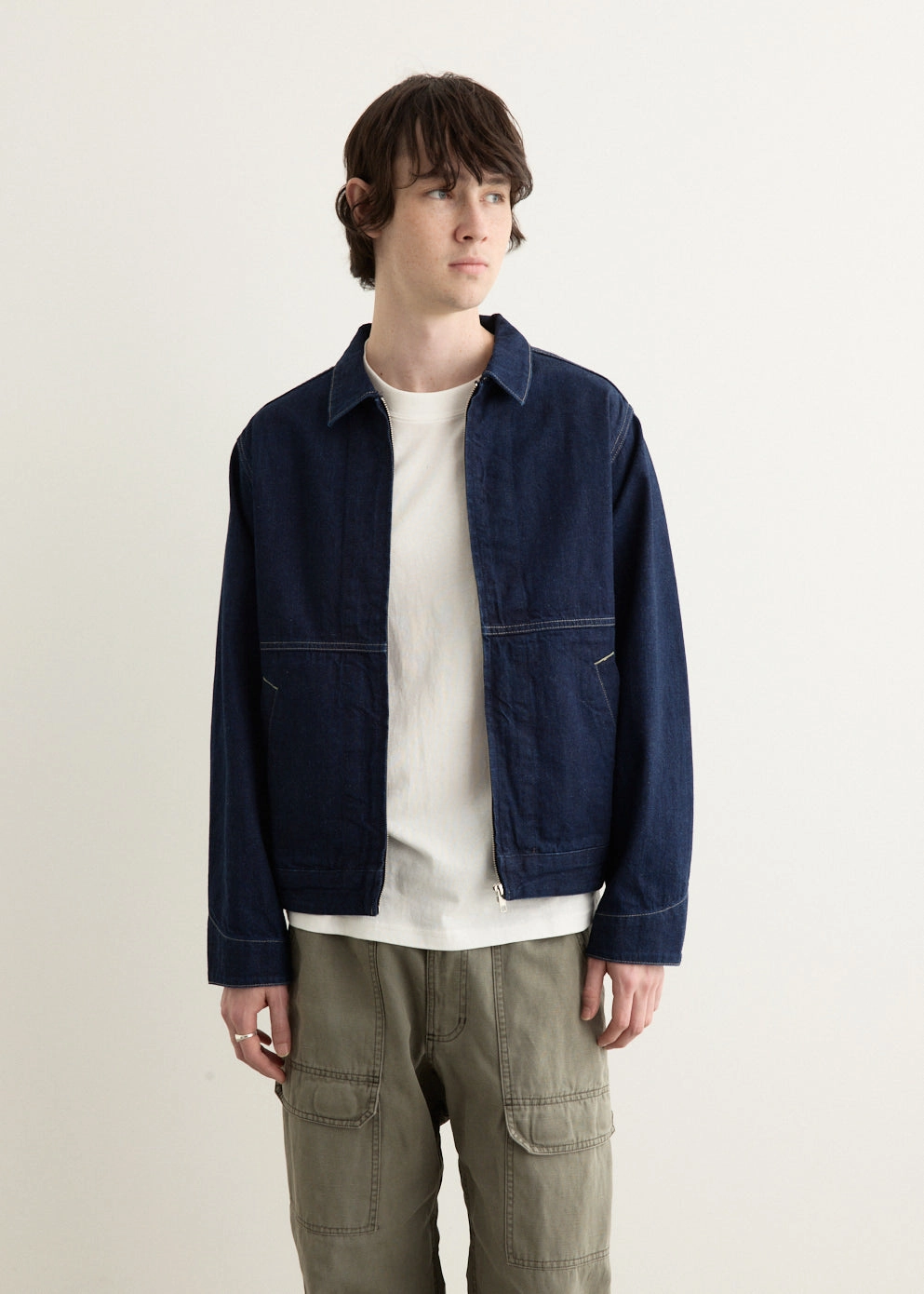 Japanese Slub Denim Jacket RibbedTrims