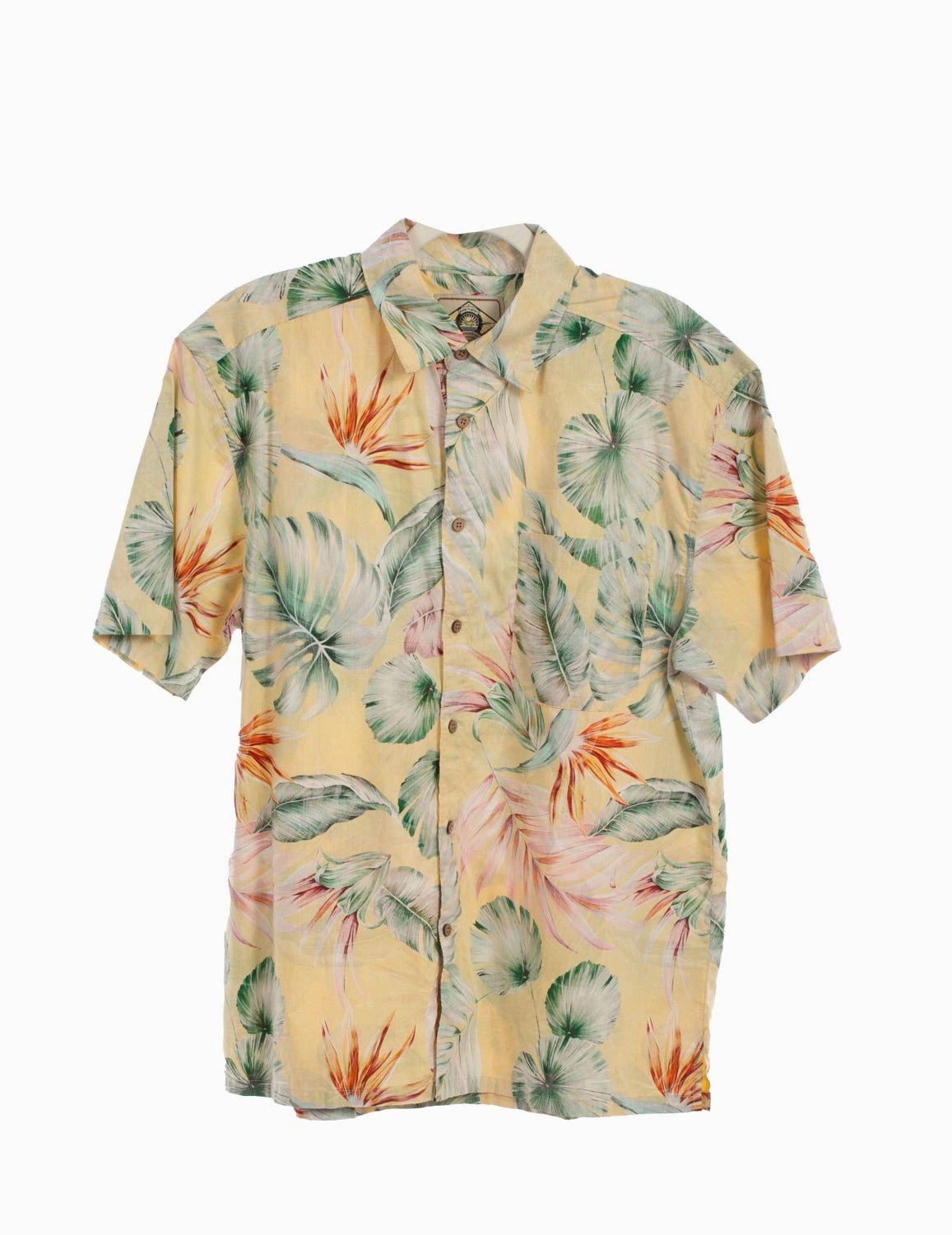 Scully Mens Vibrant Floral Yellow 100% Cotton S/S Shirt Athleisure Wear Luxury Feel