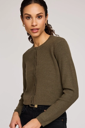 Double Layered Knit Layering Style Mirabelle Cardigan - Olive