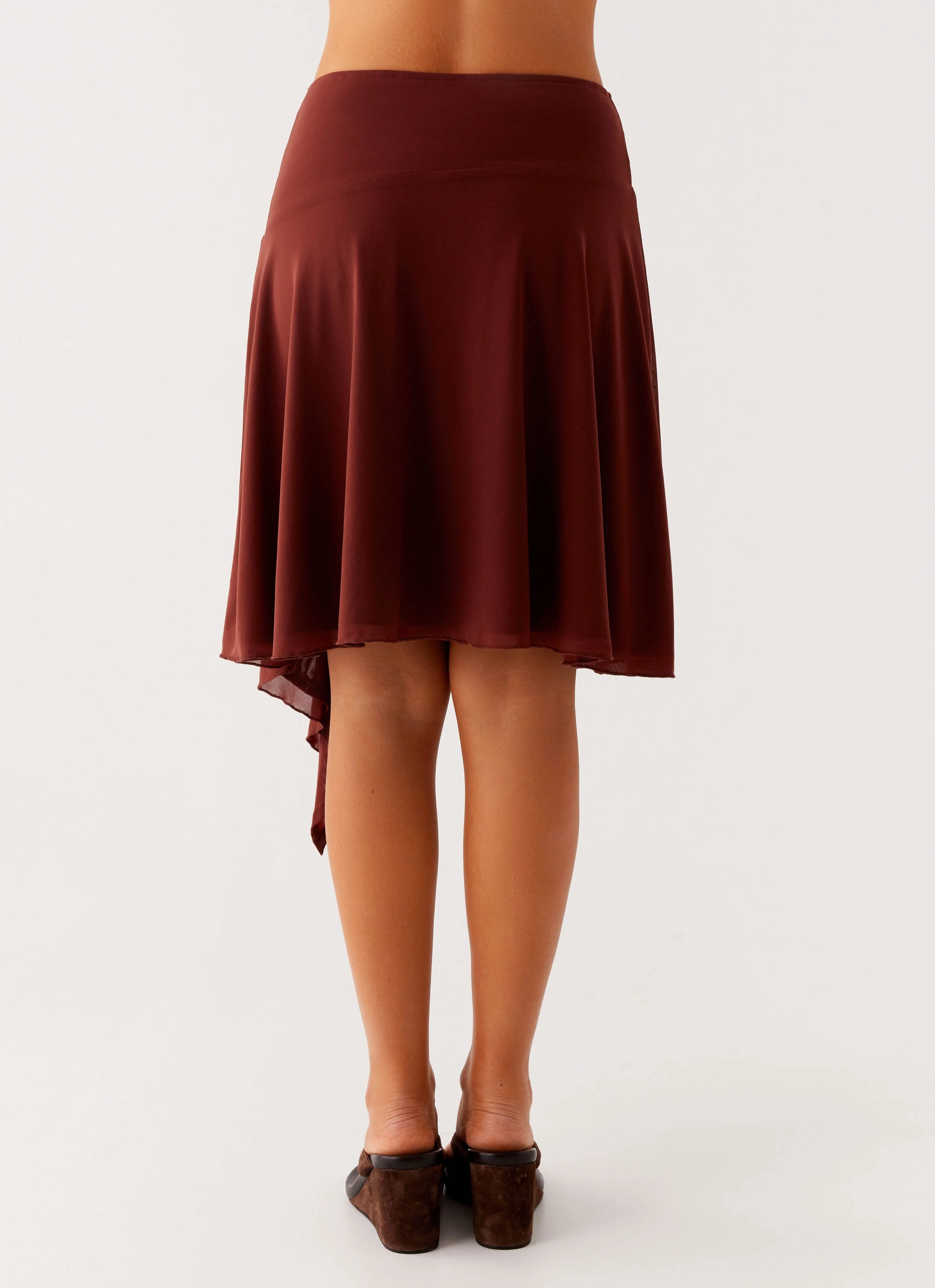 Mirage Midi Skirt - Chocolate Functional Detail
