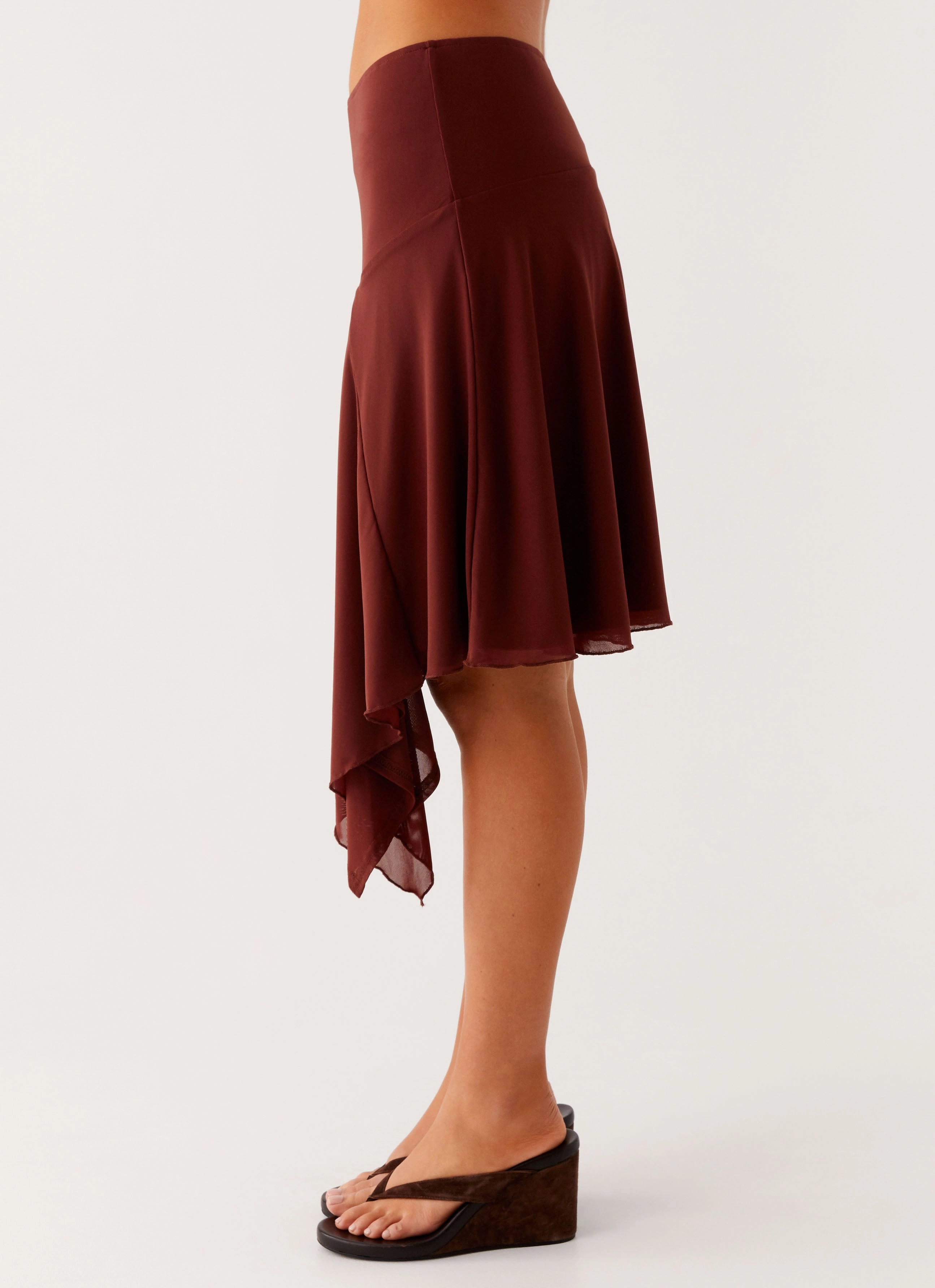 Mirage Midi Skirt - Chocolate Tailored Cut Simple Fashion