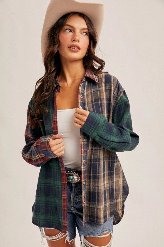 Smart Fit Miranda Mixed Plaid Button Down Shirt