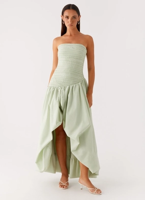 Modern Cut Zip-Closure Misa Bubble Maxi Dress - Mint