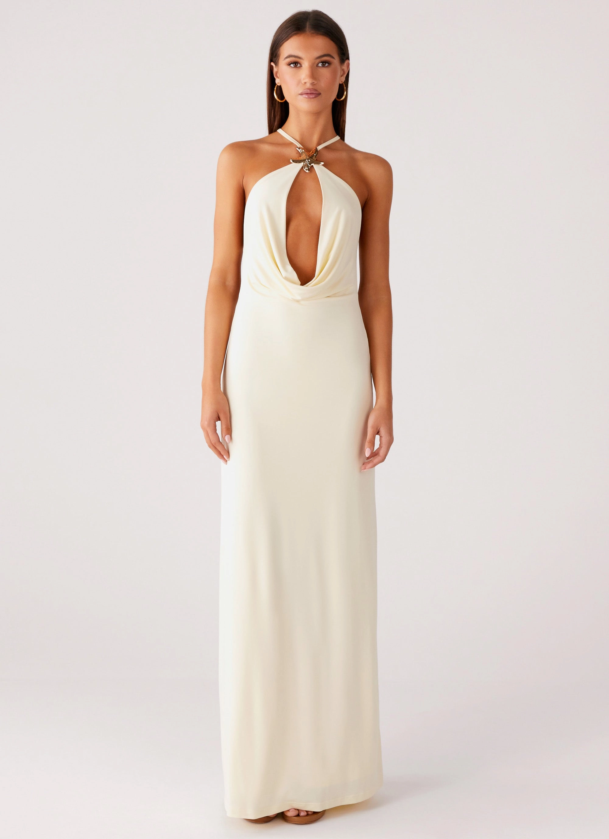 Weekend Chic Anniversary-Event Mistlight Cowl Maxi Dress - Yellow