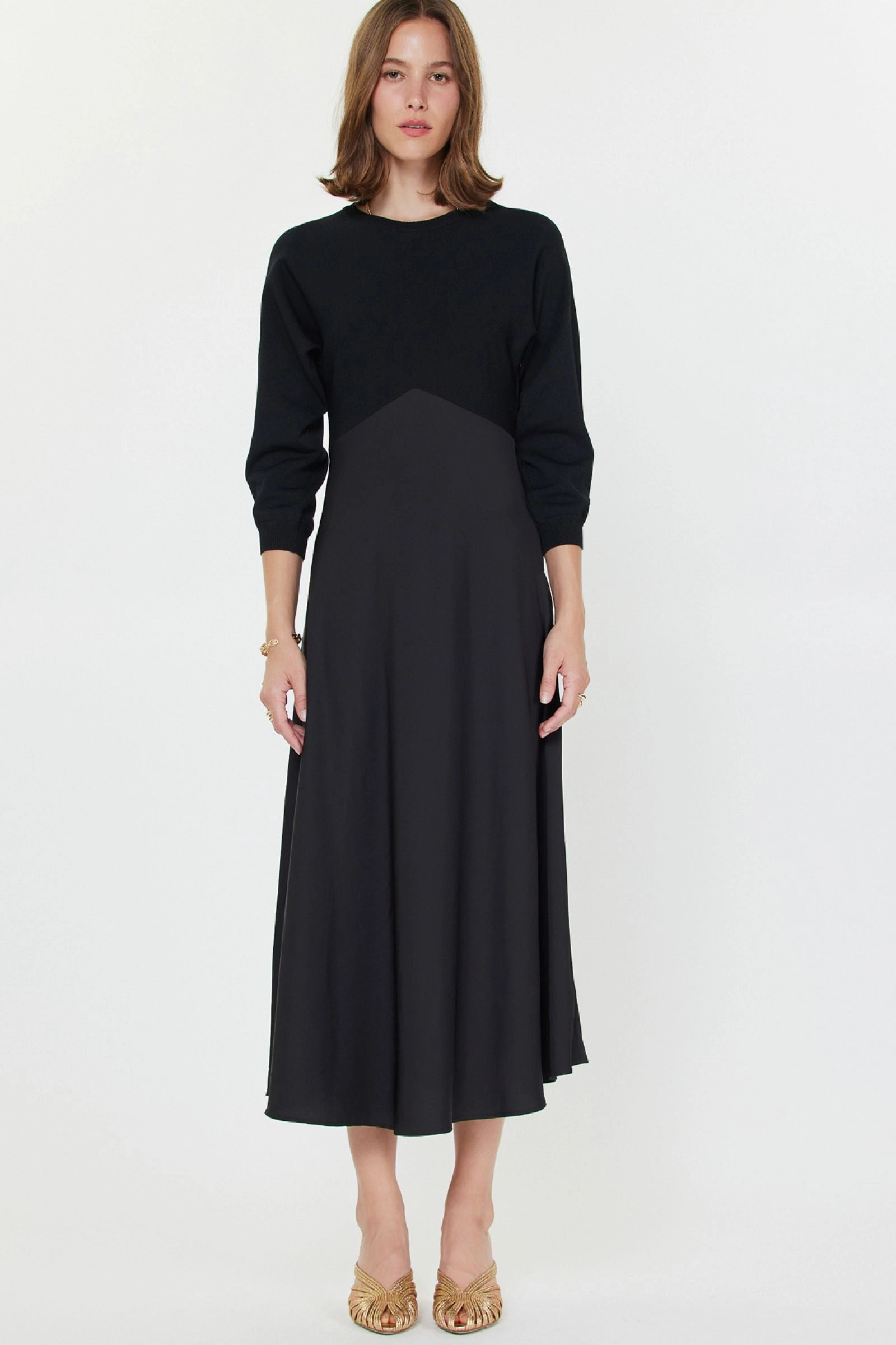 MIXED MEDIA SWEATER DRESS Gentle Stitch