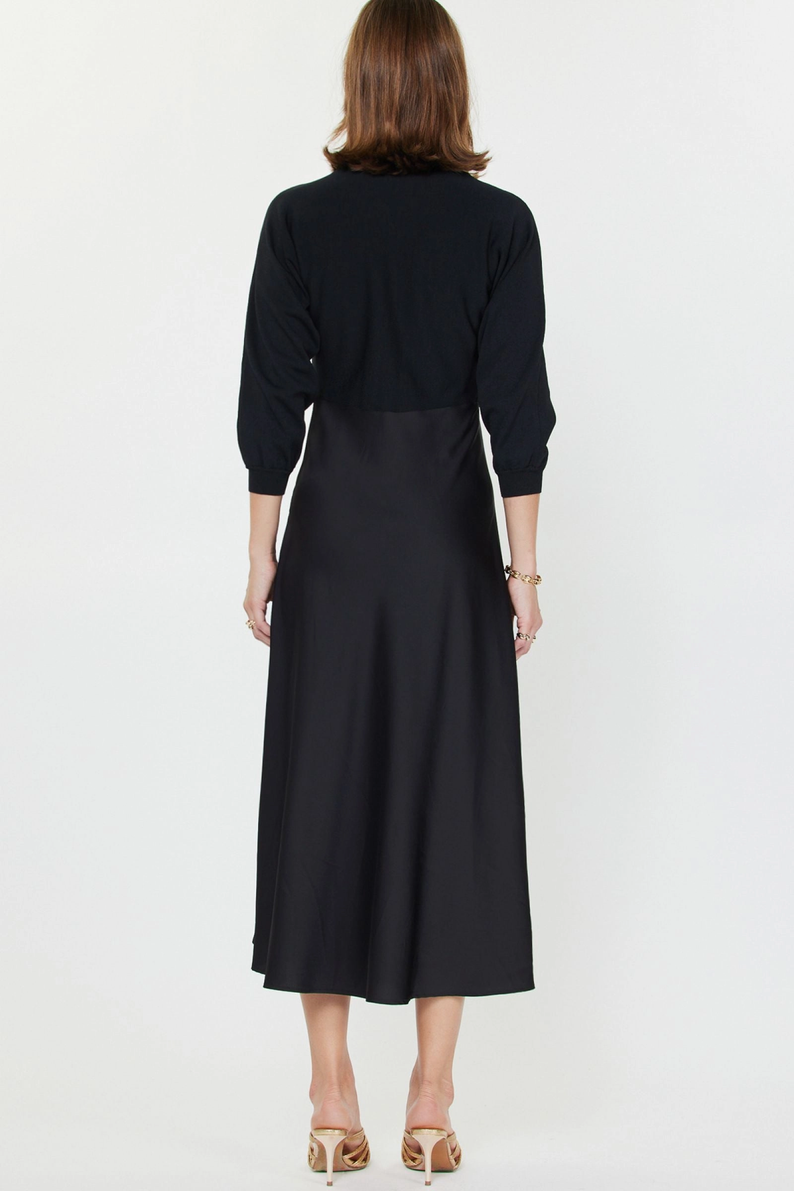 Tiered Skirt MIXED MEDIA SWEATER DRESS