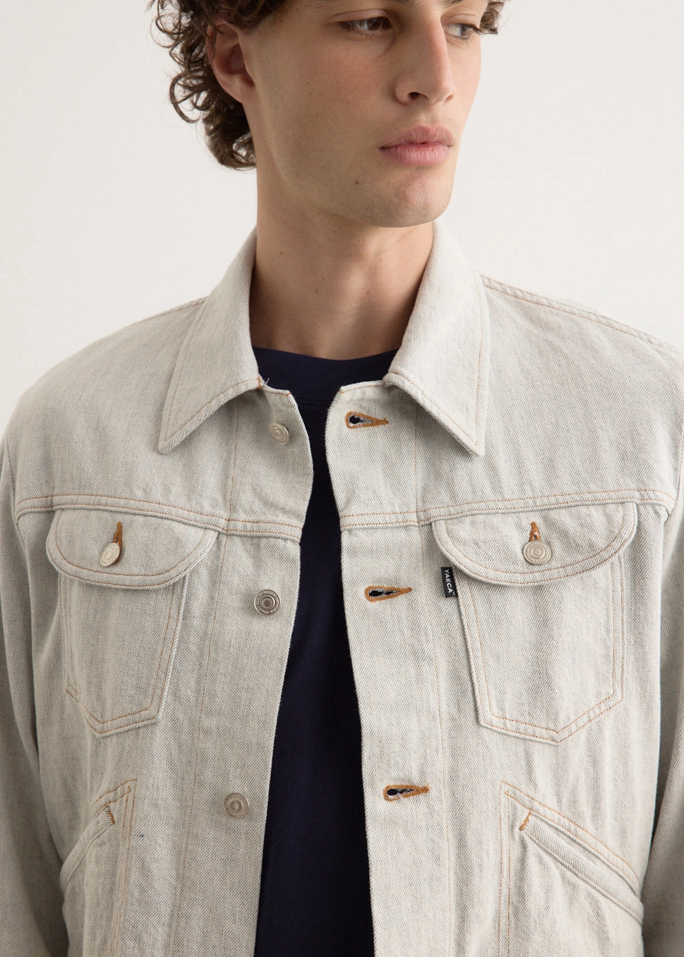 Adjustable Belt Stand Up Collar Model 20 Denim Jacket