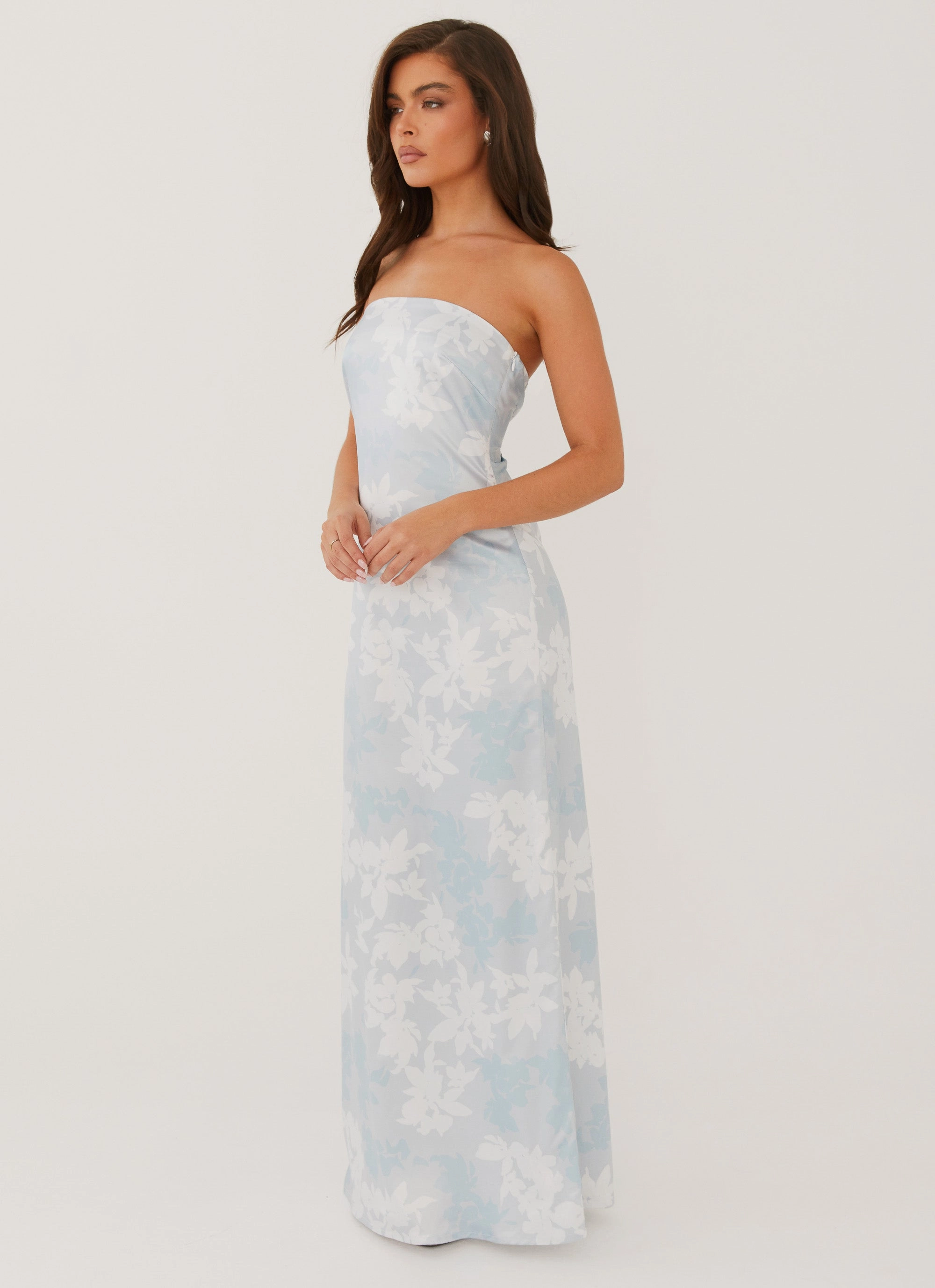 Semi Sheer Love Me More Maxi Dress - Blue Blossom