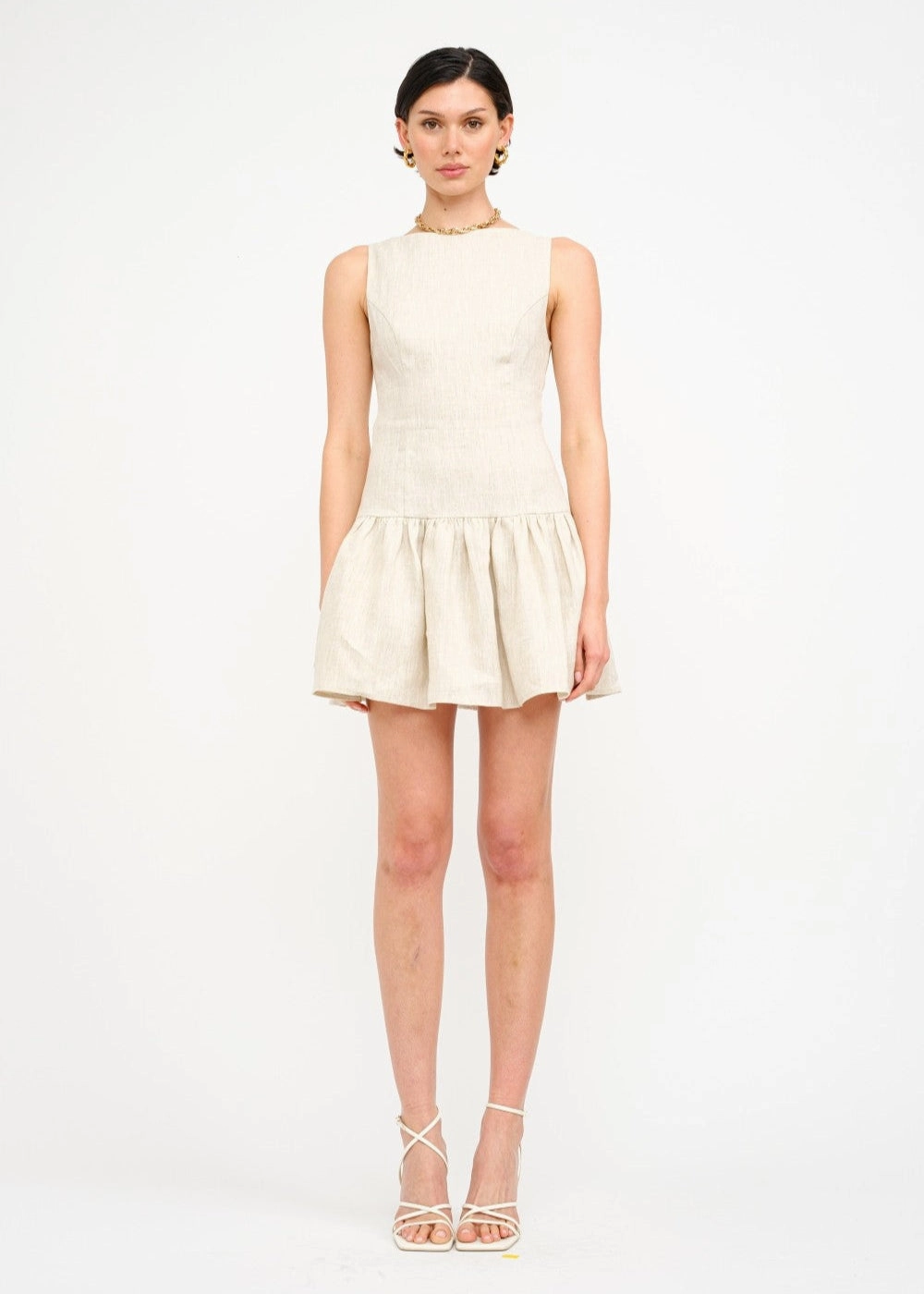MADELYN DROP-WAIST MINI DRESS Neutral Tones Aura Glow
