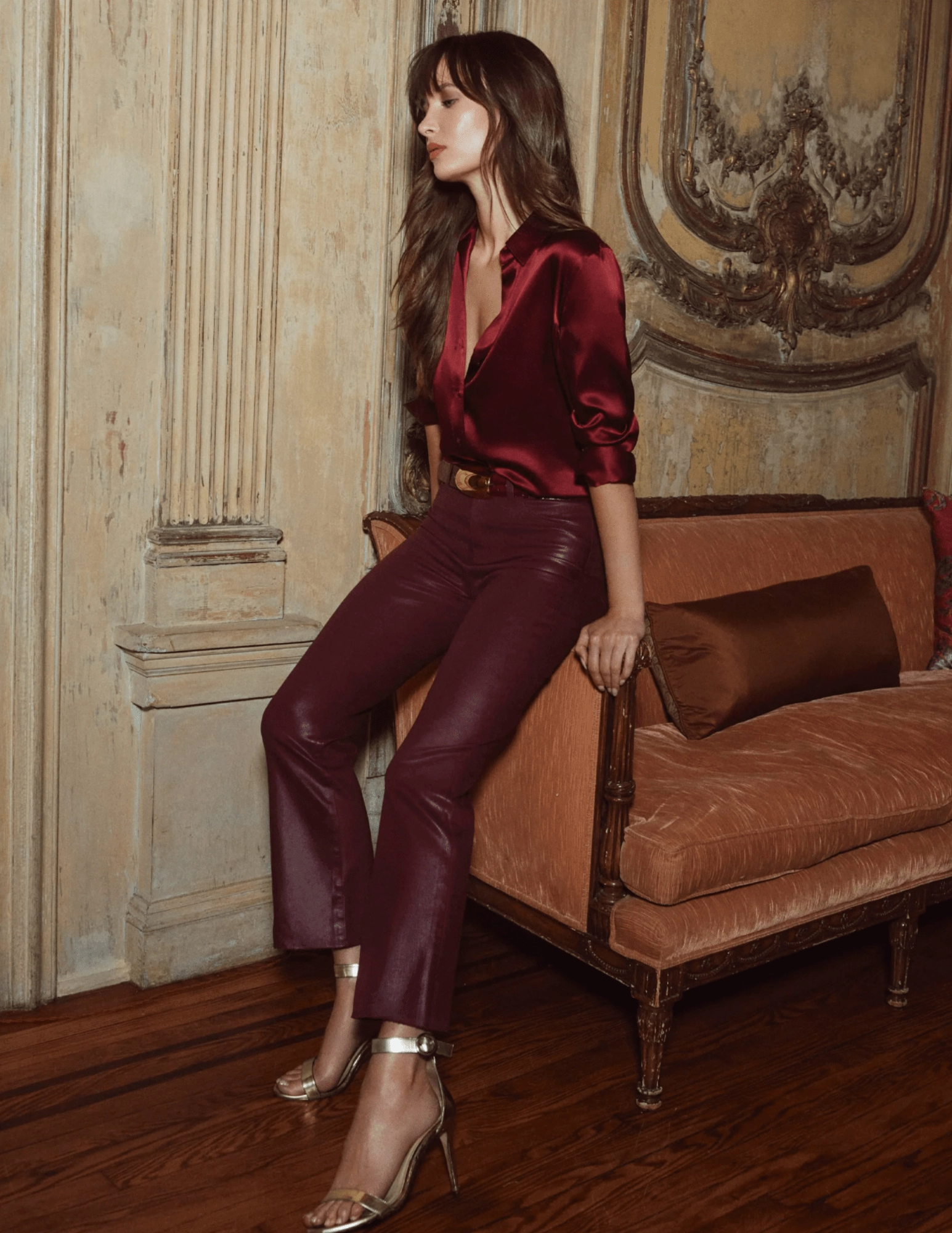 L'AGENCE Kendra High Rise Cropped Coated Jeans In Dark Port Comfy Option