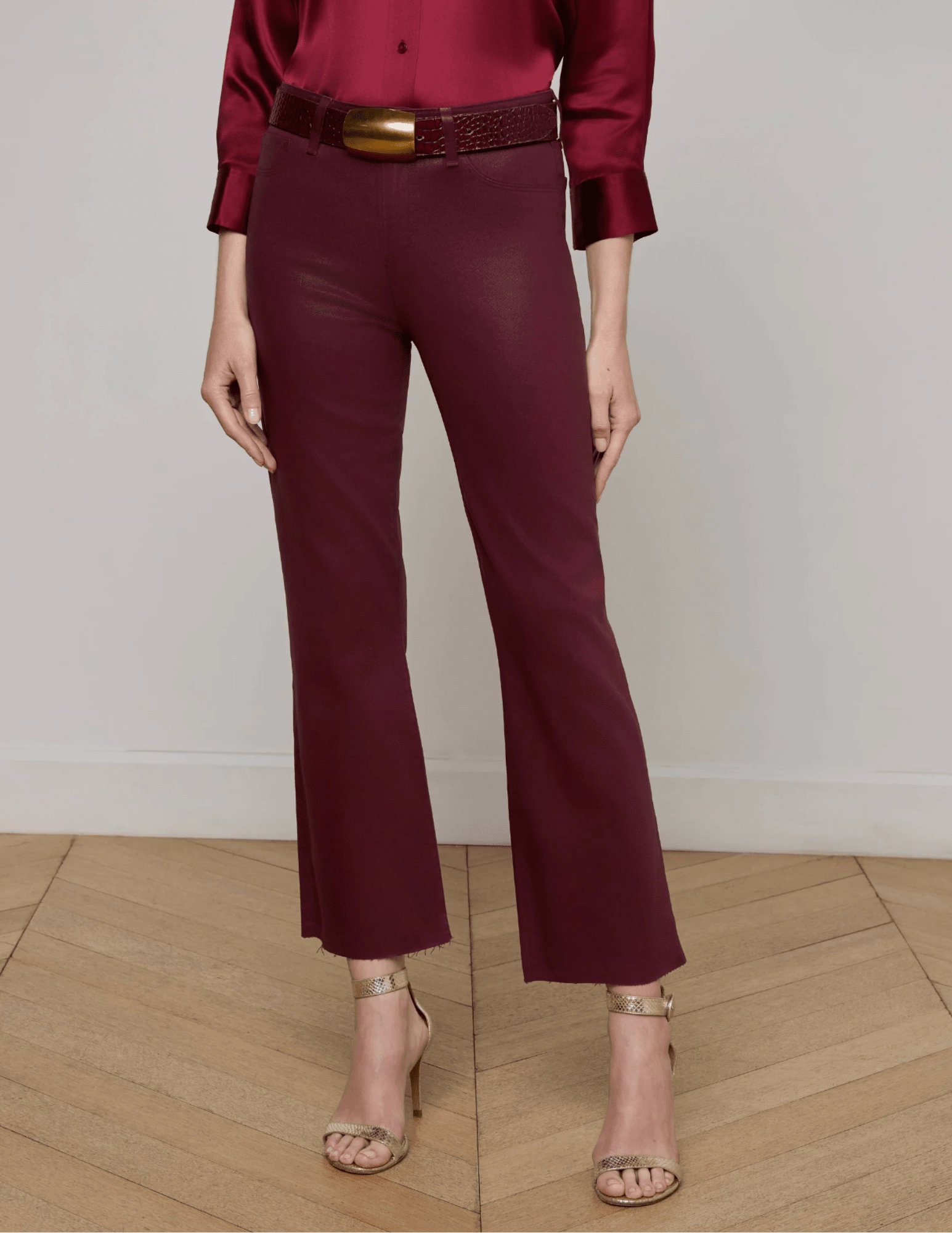 Outdoor Fashion L'AGENCE Kendra High Rise Cropped Coated Jeans In Dark Port