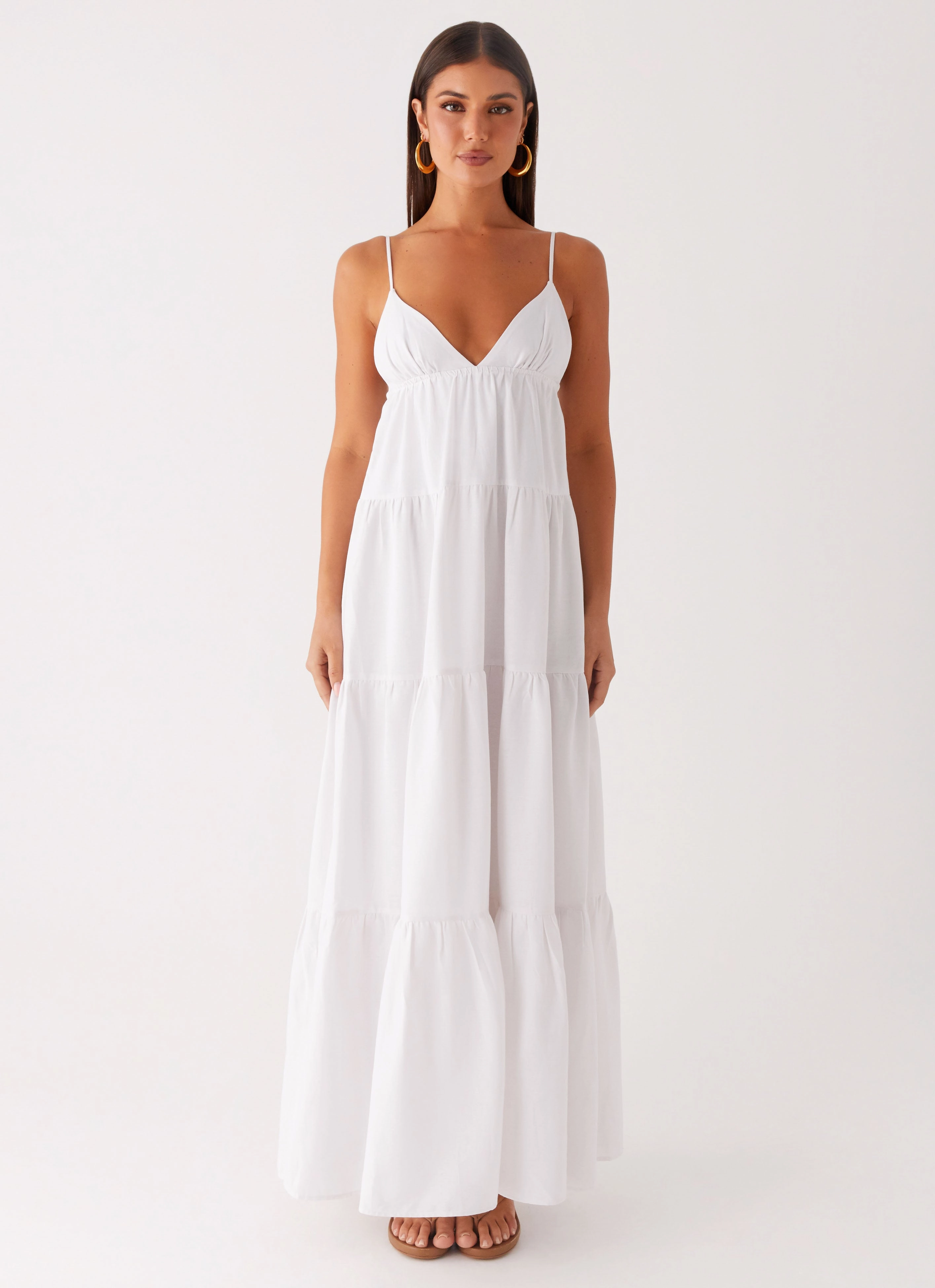 Lotty Linen Maxi Dress - White Smart and Stylish
