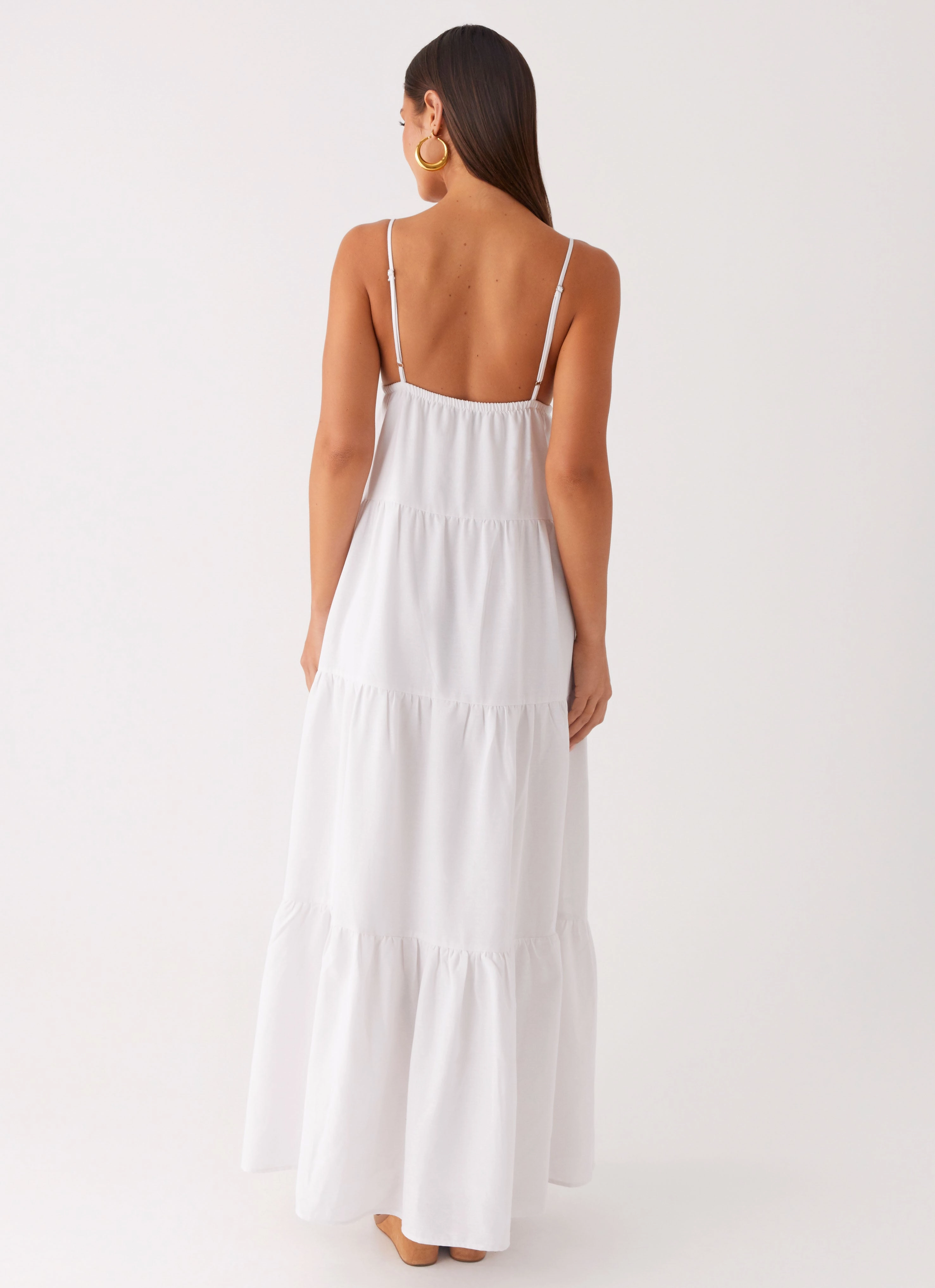 Lotty Linen Maxi Dress - White Soft Weave Wrap Glow