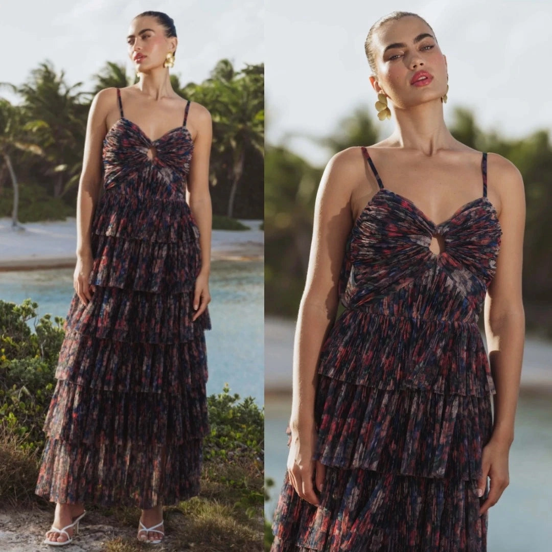 urban vibe Rosey Gown in Navy Tropical Garden