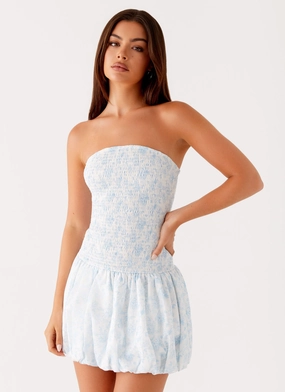 Panorama Mini Dress - Blue Floral Floral Swing