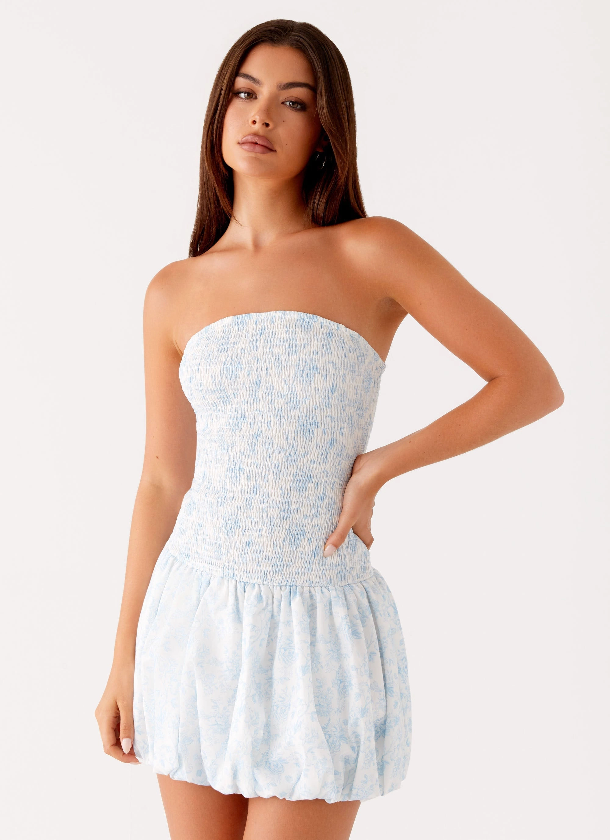 Panorama Mini Dress - Blue Floral Floral Swing