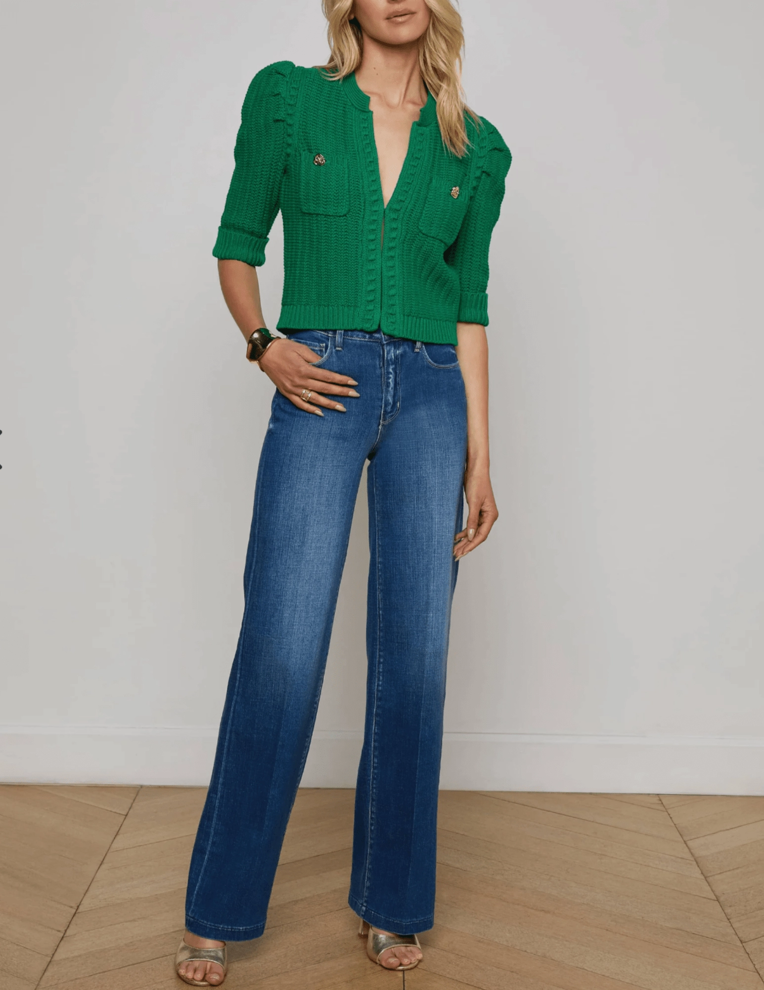 Relaxed Outfit L'AGENCE Delilah Cropped Textured Cardigan