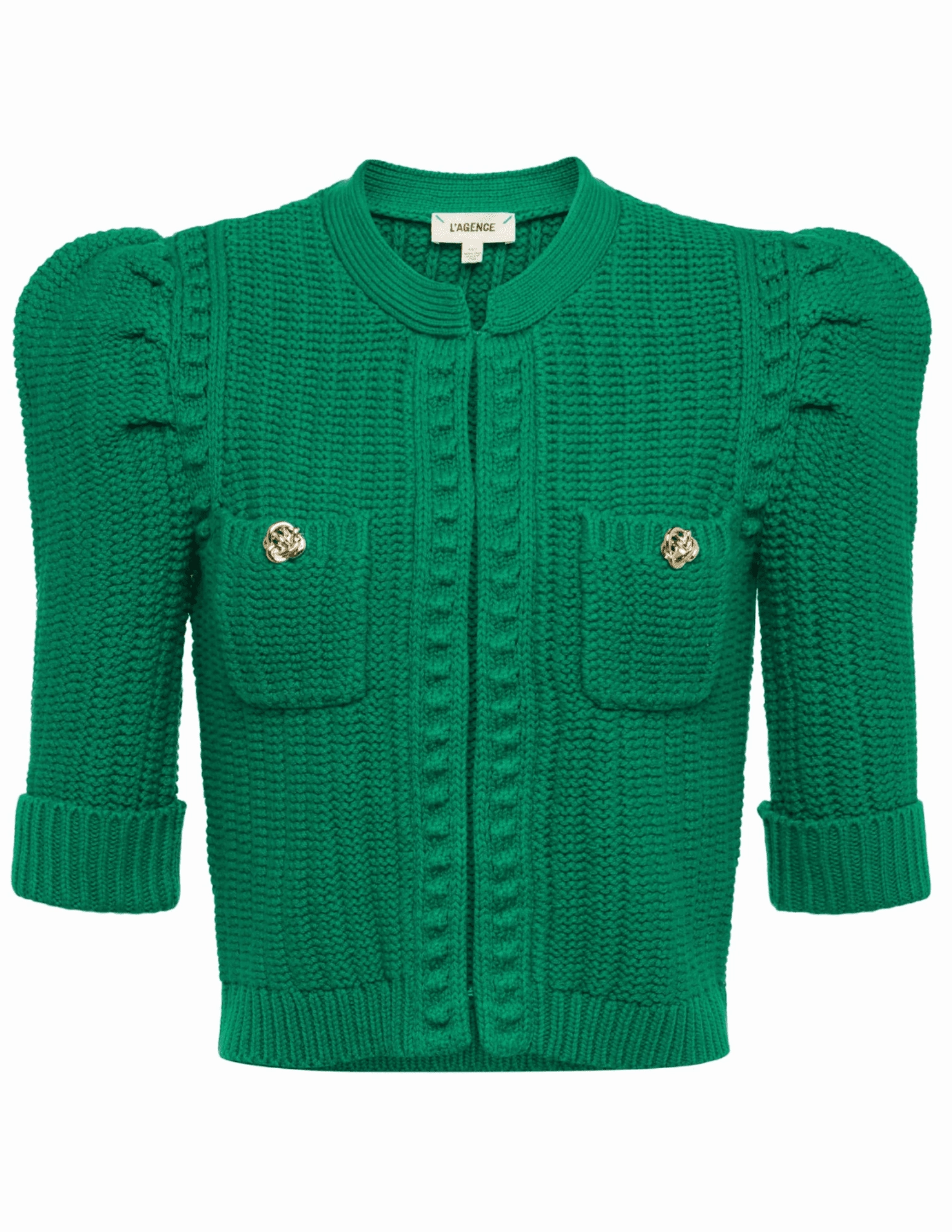 Natural Fiber Blend Breathable Design L'AGENCE Delilah Cropped Textured Cardigan