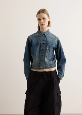 Knee Length Darts Bottom Jean Jacket