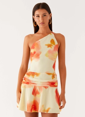 Night Vibes Silk Flow Meah Backless Mini Dress - Mimosa Blossom