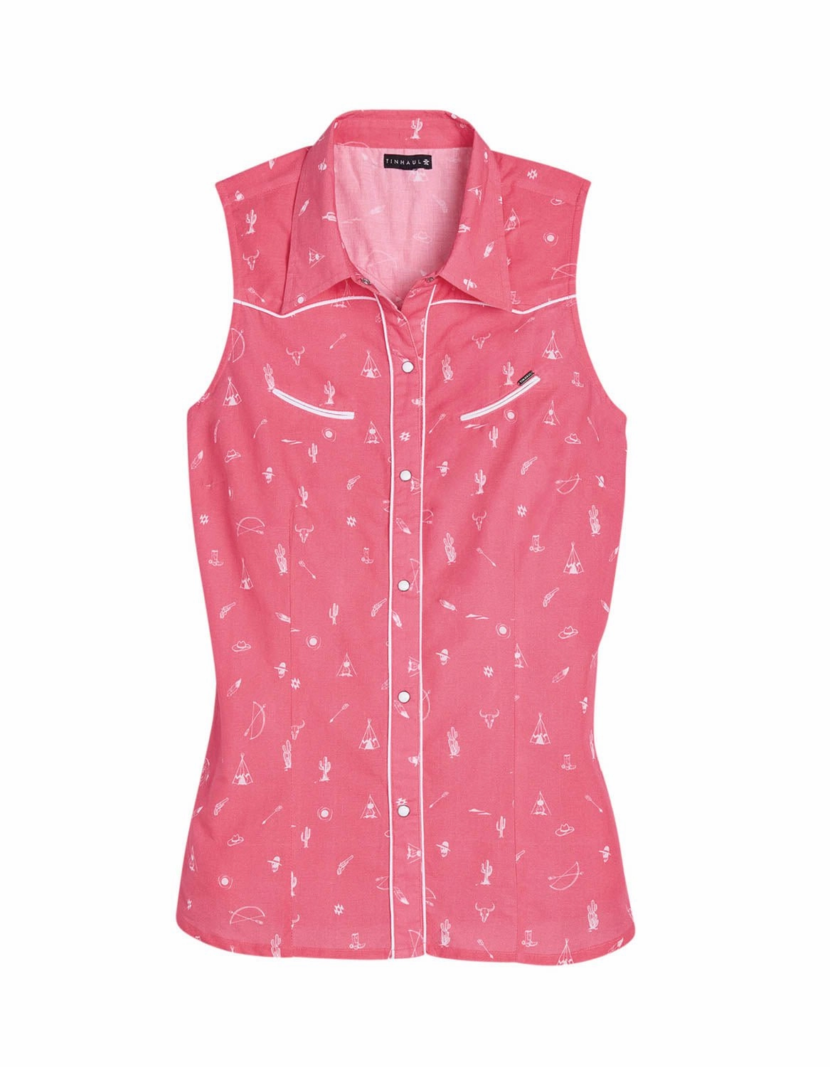 Tin Haul Womens 2491 Western Ditzy Pink 100% Cotton L/S Shirt Wardrobe Staple Seasonal Collection