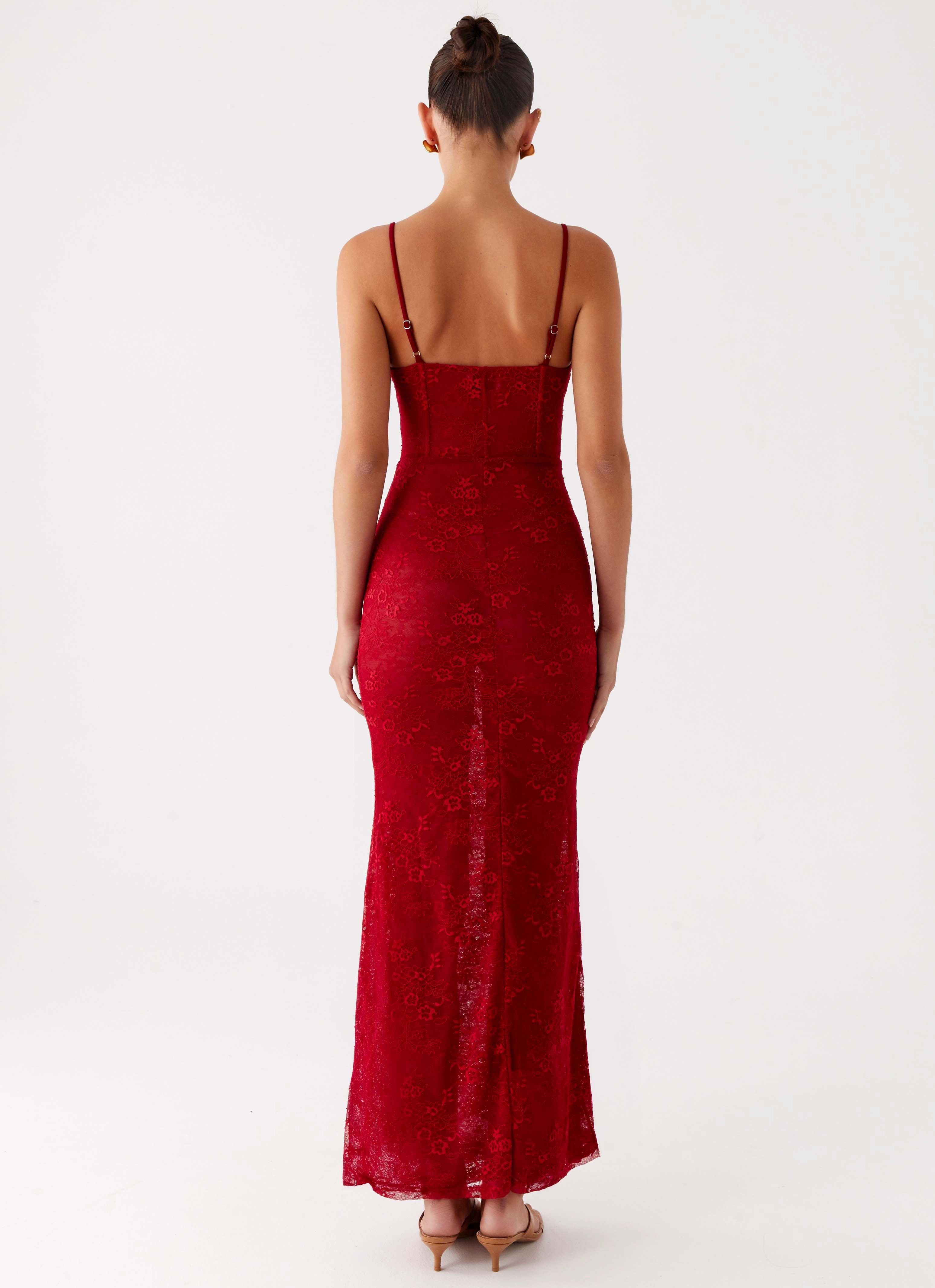 Rosa Corset Maxi Dress - Red Comfortable Silhouette Smooth Texture