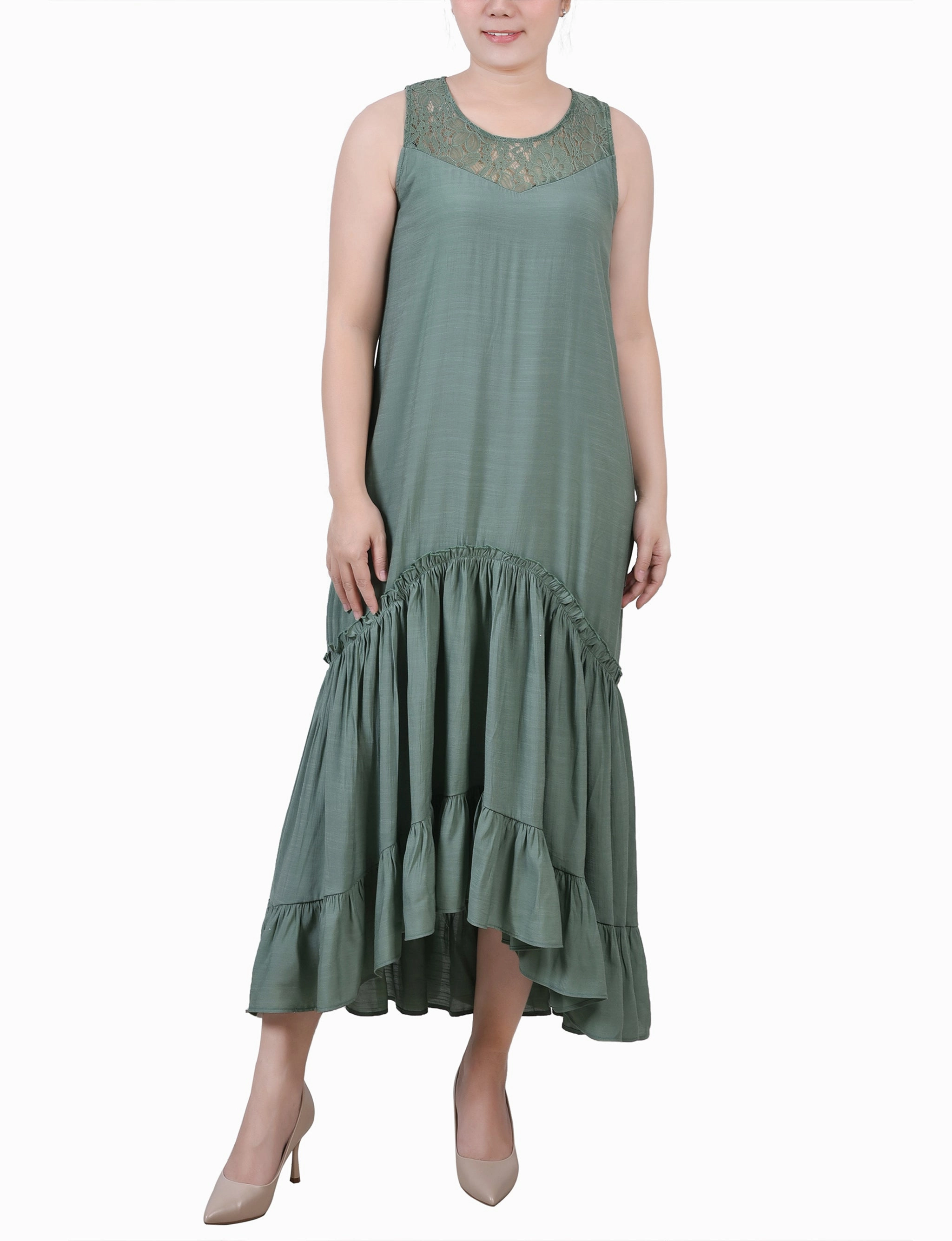 Sleeveless Tiered Maxi Dress Balanced Tones Graduation-Event