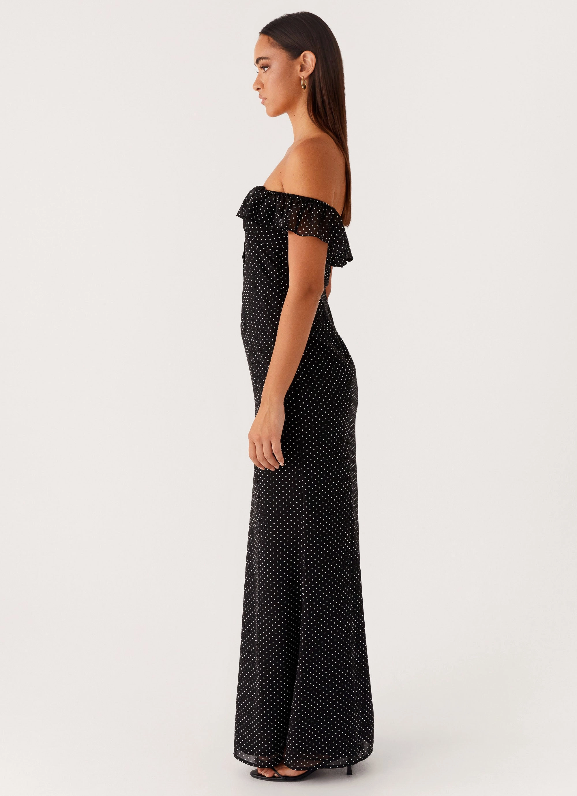 Smart Shape Scarlet Cherry Maxi Dress - Black Polka Dot