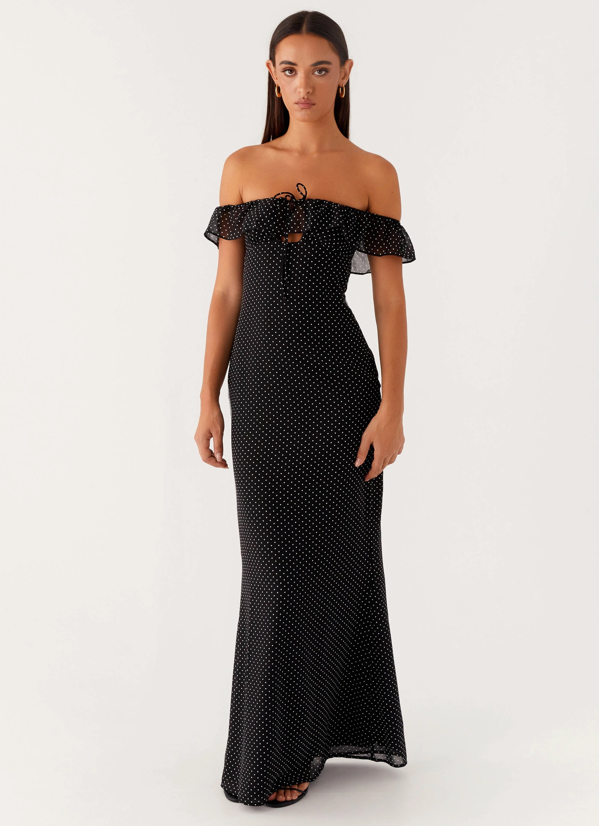 Scarlet Cherry Maxi Dress - Black Polka Dot Sister Charm Warranty-Included