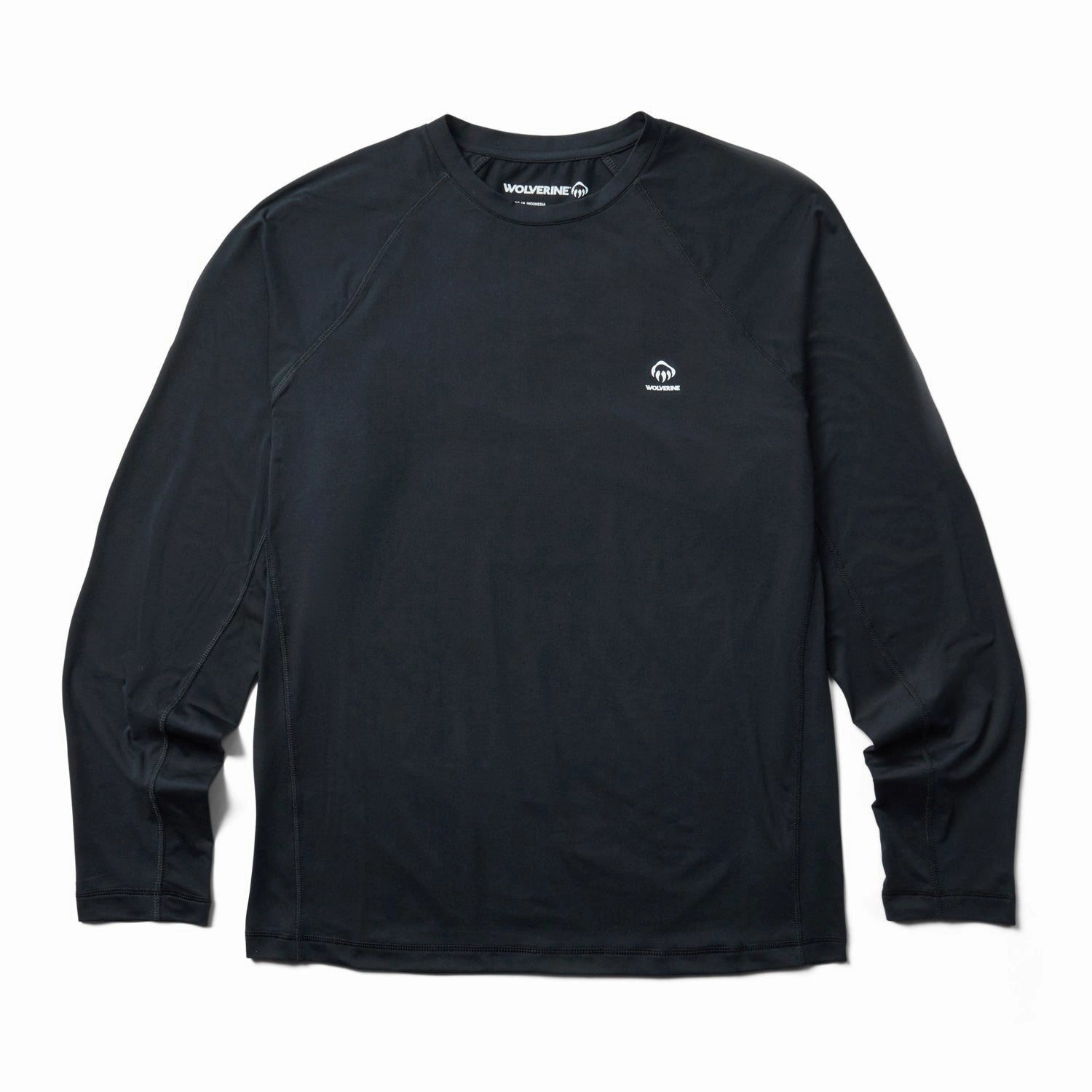 Wolverine Mens Black Polyester L/S Tactical Sun-Stop Eco Crew Modern Aesthetic