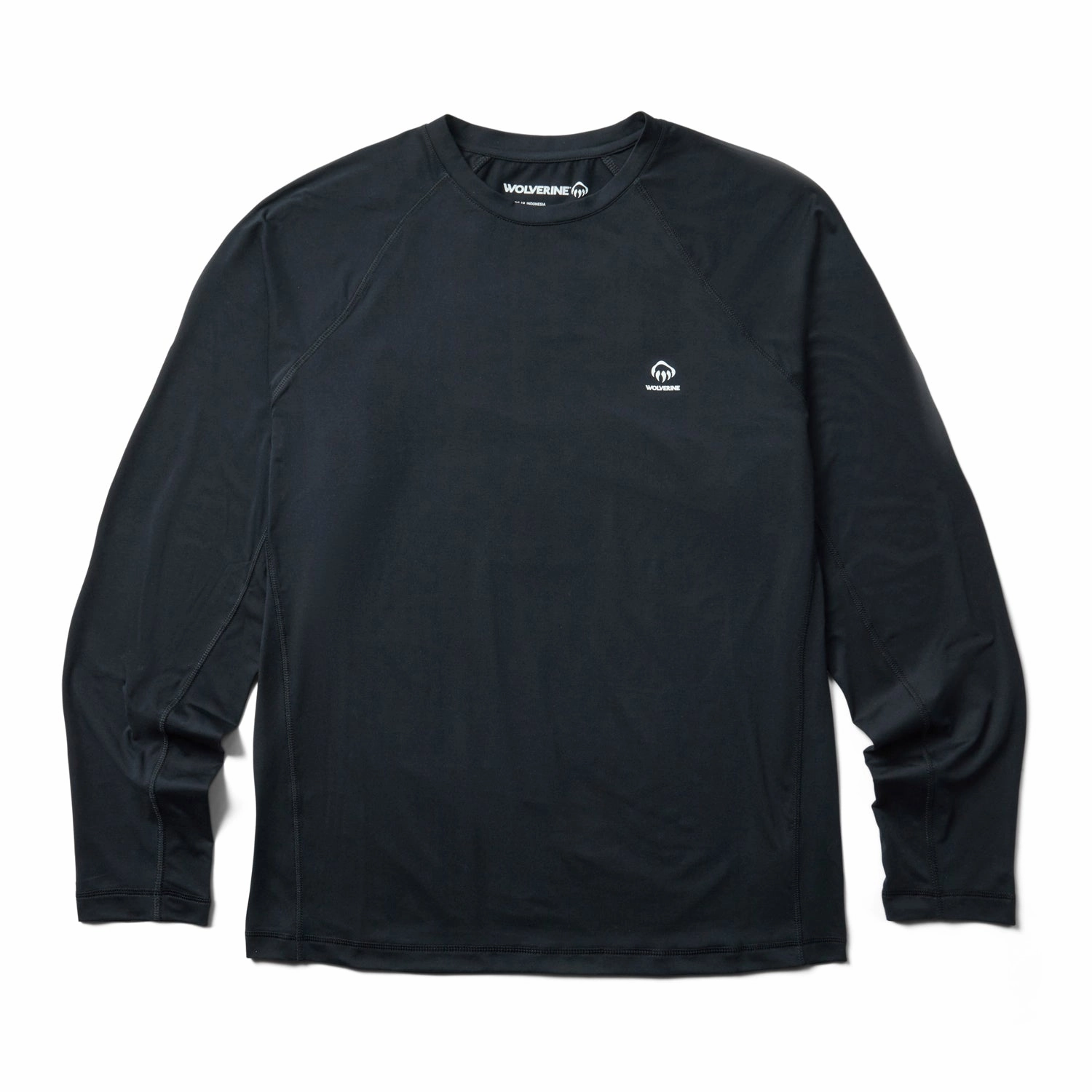 Wolverine Mens Black Polyester L/S Tactical Sun-Stop Eco Crew Two Tone Stitching