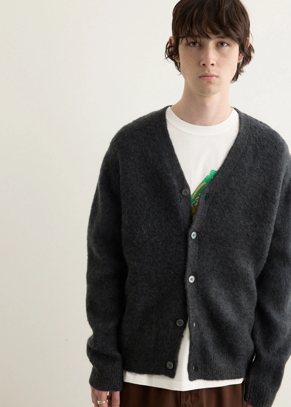 Layered Ventilation Design Mohair Cardigan