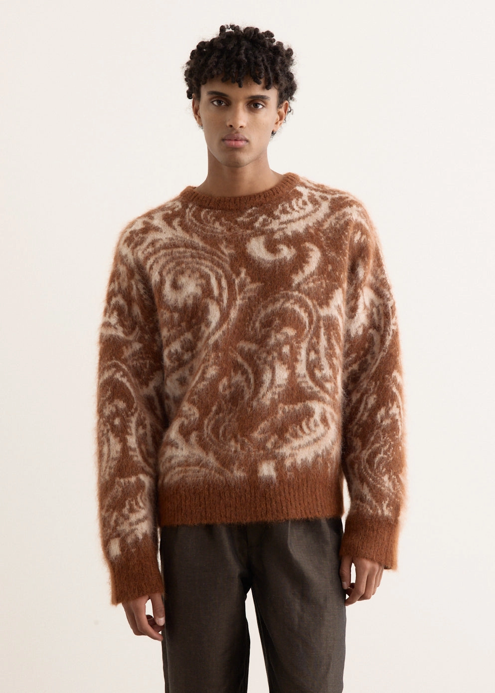 Mohair Paisley Jacquard Sweater UVProtection Layer
