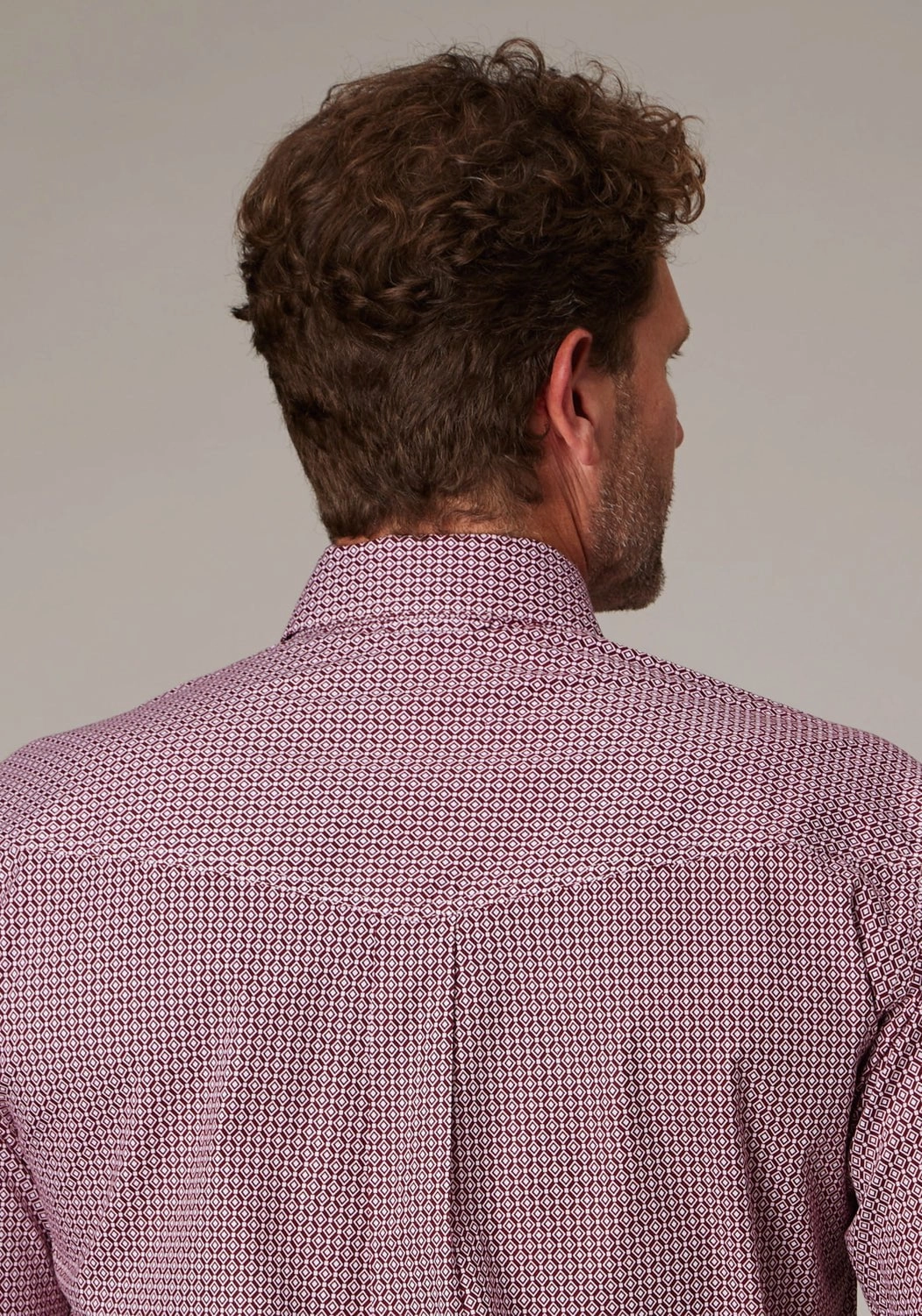 Gradient effect networking event Roper Mens 2025 Stretch Neat Red Cotton Blend Btn S/S Shirt