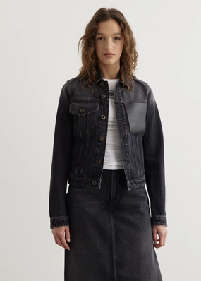 Denim Jacket With Leather Pocket Travel Commuter Layer