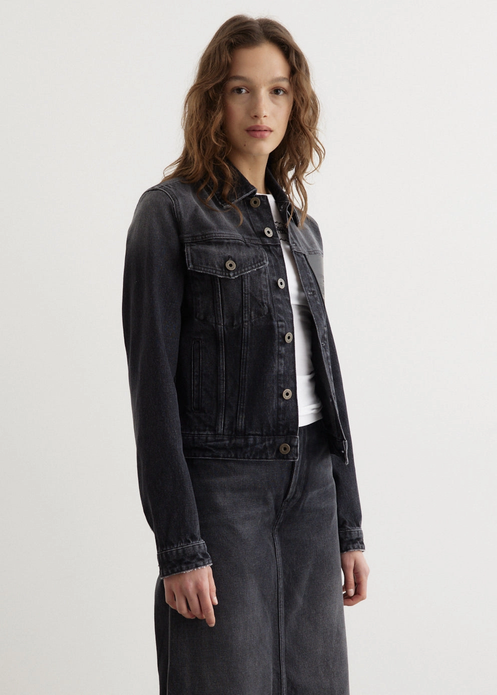 Denim Jacket With Leather Pocket Seam Sealed Technology