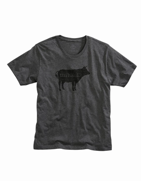 Tin Haul Mens Dark Heather Grey Cotton Blend Beef S/S T-Shirt Gym Wear
