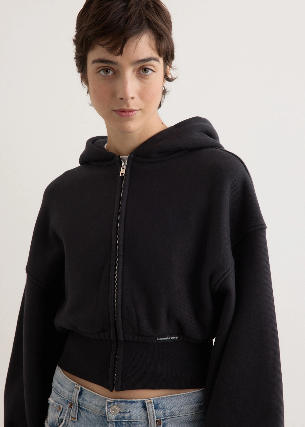 Cropped Zip Up Hoodie Seamless construction