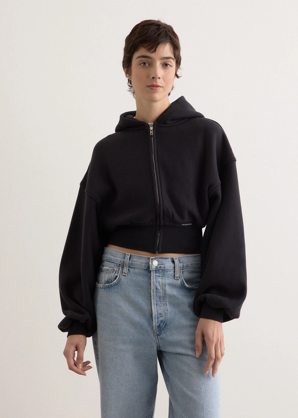 Breathable City Style Cropped Zip Up Hoodie