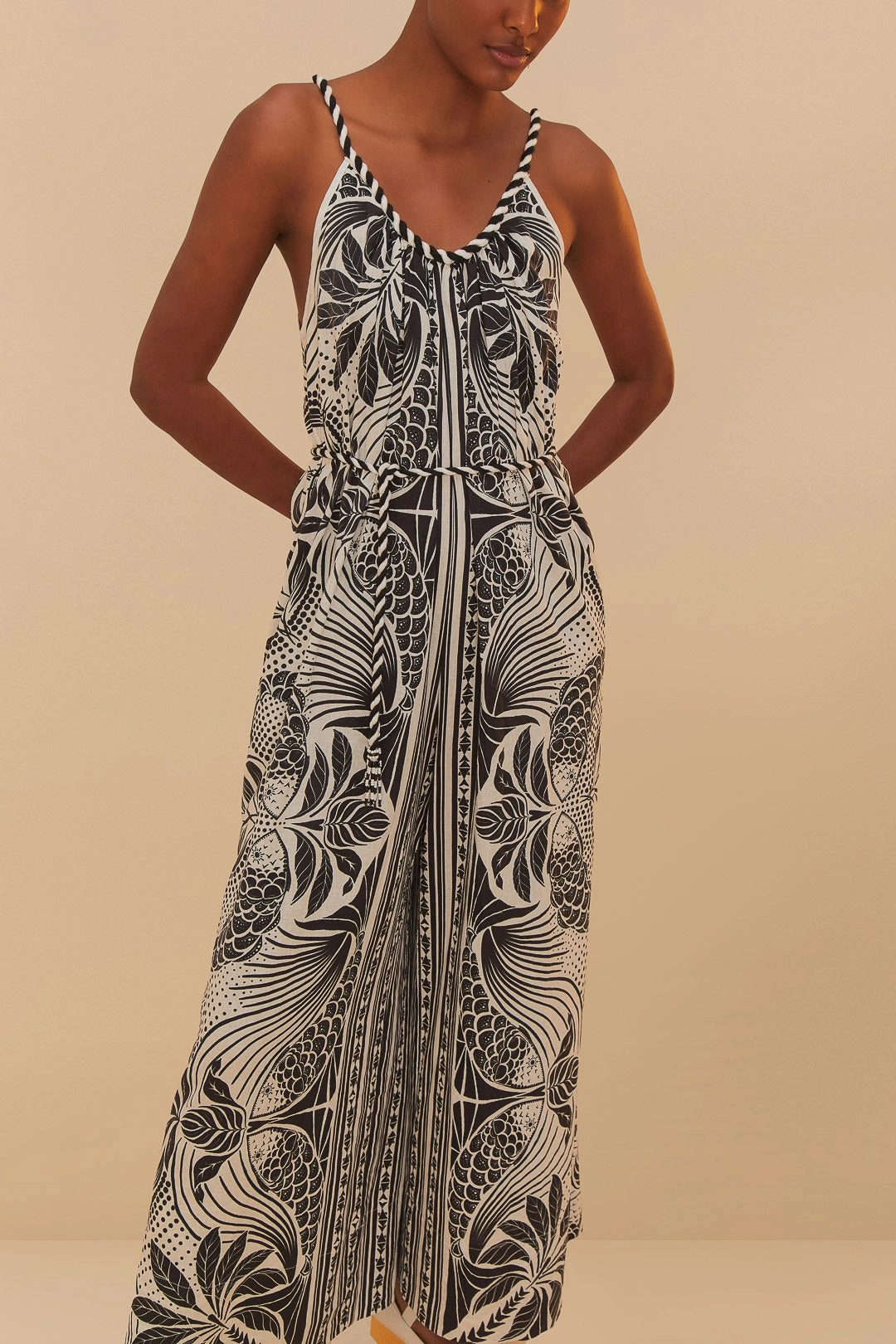 Cute Touch Monochrome Elegance Scarf Jumpsuit in Off White