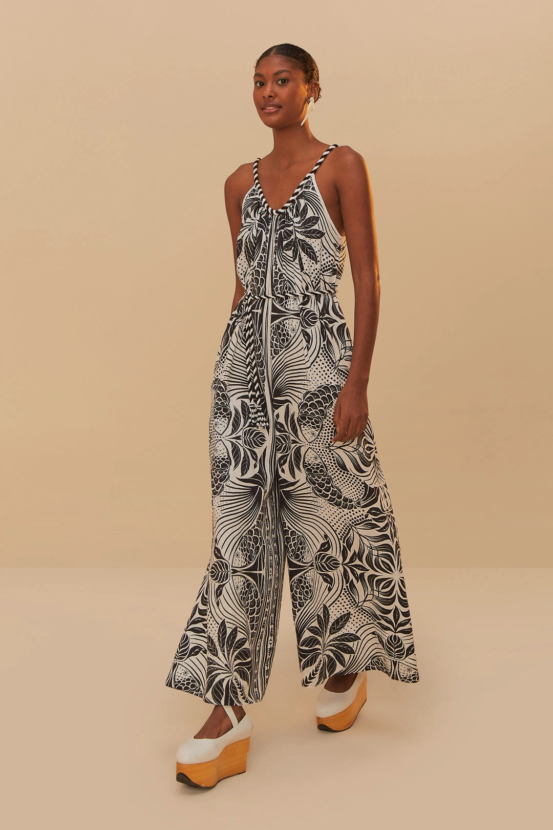 Monochrome Elegance Scarf Jumpsuit in Off White Soft-touch Flattering Fit for All