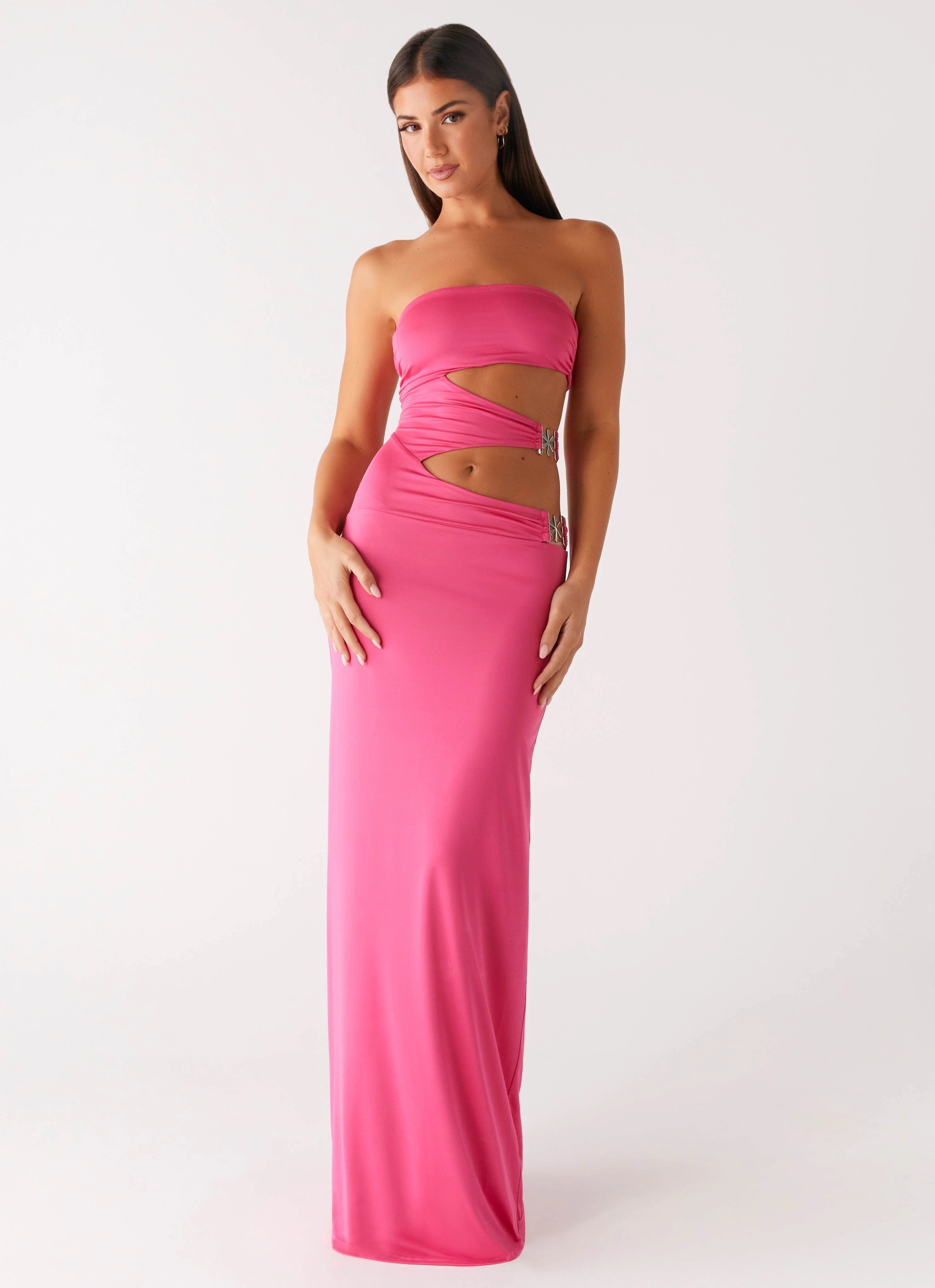 Polished Style Luxury-Fabric Montego Maxi Dress - Pink