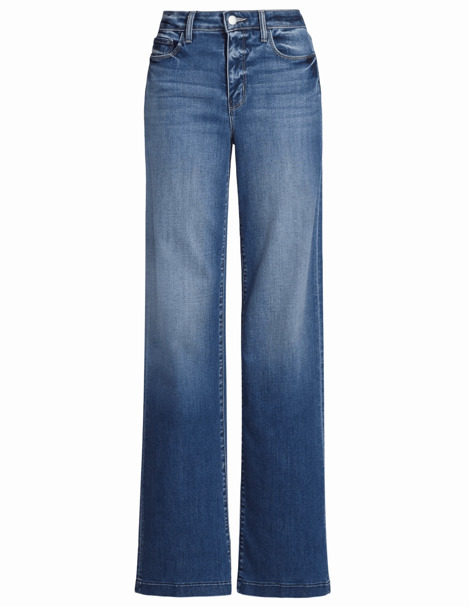 fade resistant color LAGENCE Scottie High Rise Wide Leg Jeans in Hampton