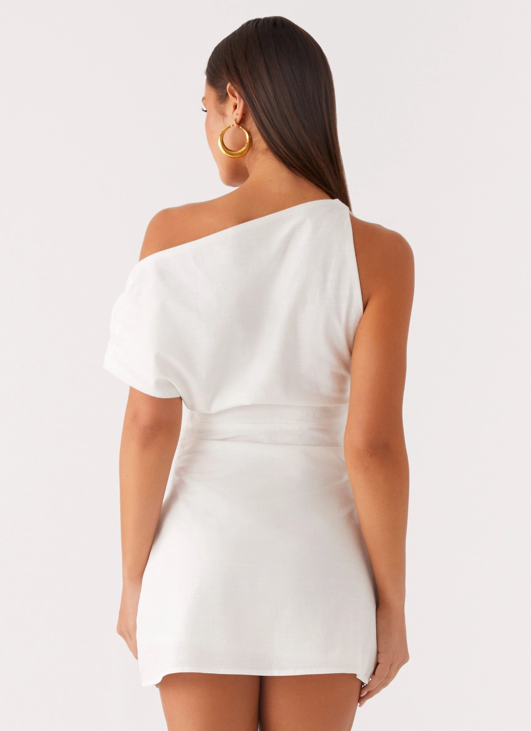 Walk Grace Moonlight Oasis Asymmetrical Mini Dress - Off White