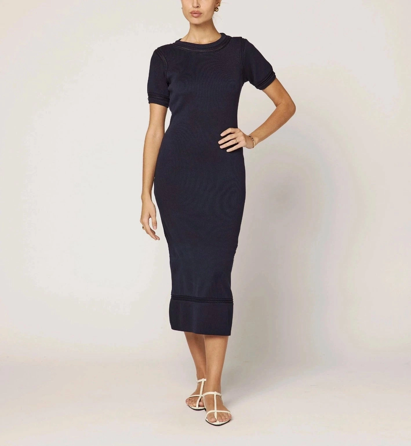 Morisette Midi Dress | Midnight Blue Smooth-Lining Machine-washable