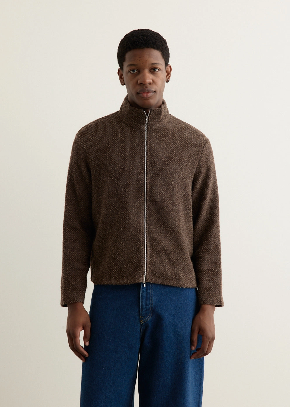 Shrunken Full Zip Polo Adjustable Waistband Minimal Daily Fit